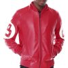 8 Ball Red Hooded Leather Jacket