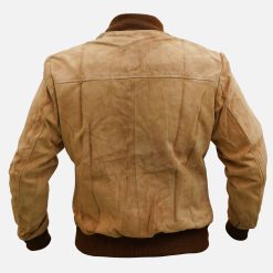 Brown Suede Leather Bomber Jacket