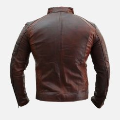 Brown Wax Genuine Leather Biker-style Jacket