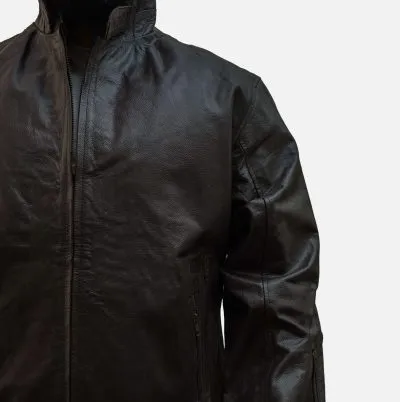 Classic Brown Distressed Leather Jacket 3 Classic Brown Distressed Leather Jacket side