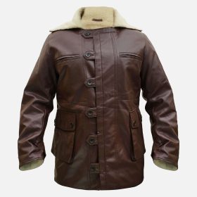 Dark Knight Shearling Leather Coat