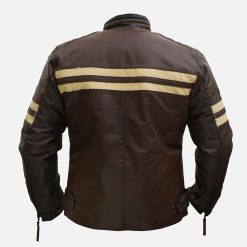 Distressed Cruiser Crème Stripes Brown Leather Jacket