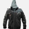 Harley Davidson Biker Black Hooded Leather Jacket