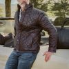 Highlands Quilted Mens Brown Leather Jacket 6