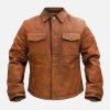 Men Brown Suede Leather Jacket