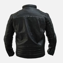 Men Quilted Distressed Black Jacket