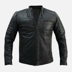 Men's Black Genuine Quilted Biker Leather Jacket