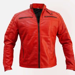 Men's Real Leather Red Biker Jacket