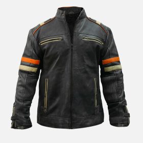 Mens Vintage Distressed Cafe Racer Jacket