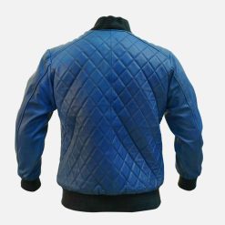 Men's Vintage Quilted Blue Bomber Jacket