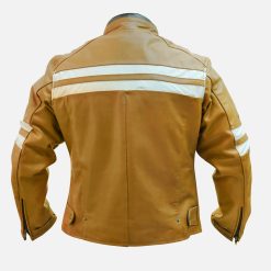 Mens Vintage Stripe Camel Leather Jacket