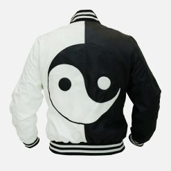 Mens Yin Yang Feng Shui Taijitu Bomber Leather Jacket