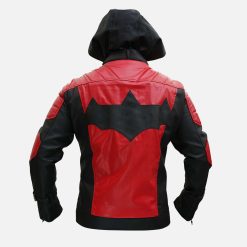 Red & Black Hooded Costume Cosplay Leather Jacket