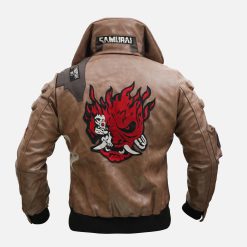Samurai Distressed Cyberpunk Bomber Leather Jacket