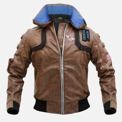 Samurai Distressed Cyberpunk Bomber Leather Jacket