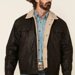 Alberto Brown Leather Sherpa Jacket