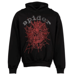 Sp5der OG Rhinestone Logo Black Hoodie