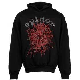 Sp5der OG Rhinestone Logo Black Hoodie