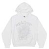 Sp5der OG Rhinestone Logo White Hoodie