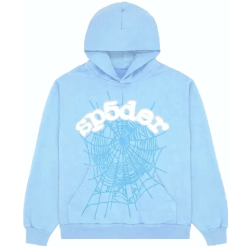 Sp5der Sky Blue Web Hoodie