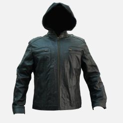 TNA AJ Style Black Hooded Celebrity Leather Jacket