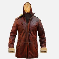Unisex Detachable Hooded Brown Duffle Safari Coat