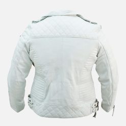 Unisex White Brando Boda Biker Leather Jacket