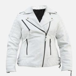 Unisex White Brando Boda Biker Leather Jacket