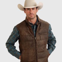 Men's Outerwear Brown Suede Leather Vest