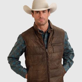 Men's Outerwear Brown Suede Leather Vest