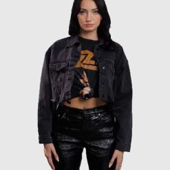 Southwestern Black Denim Embroidered Crop Jacket