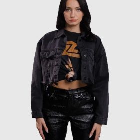 Southwestern Black Denim Embroidered Crop Jacket