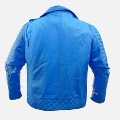 Vintage Biker Blue Leather Jacket