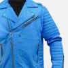 Vintage Biker Blue Leather Jacket