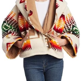 Beth Dutton Poncho Style Hooded Aztec Coat