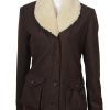 kelly reilly yellowstone beth dutton shearling wool coat 02