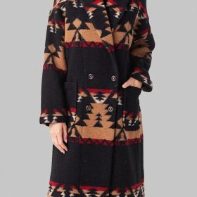Kelly Reilly Yellowstone S05 Black Printed Coat