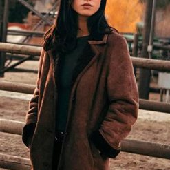 Kelsey Chow Yellowstone Brown Suede Leather Coat