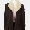 yellowstone shearling collar brown wool coat 03