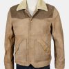 yellowstone shearling collar buff suede leather jacket 01