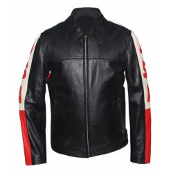 American Flag Biker Style Leather Jacket