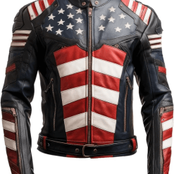 American Flag USA Motorcycle Leather Jacket