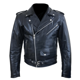 Biker Style Classic Black Leather Jacket