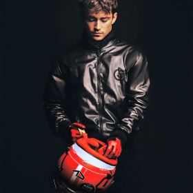 Charles Leclerc Black Leather Jacket