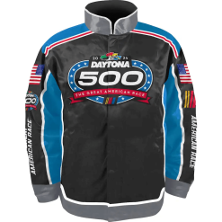 Daytona 500 Checkered Flag Sports Black Nylon Jacket