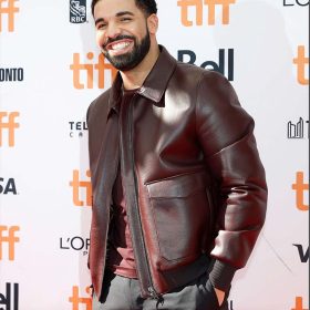 Drake Maroon Leather Jacket