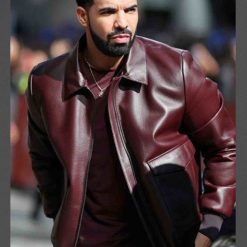 Drake Maroon Leather Jacket