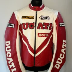 Ducati Red & White Leather Racing Jacket