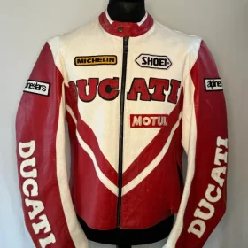 Ducati Red & White Leather Racing Jacket