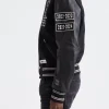 Eagle Patch Oversize Leather Varsity Jacket